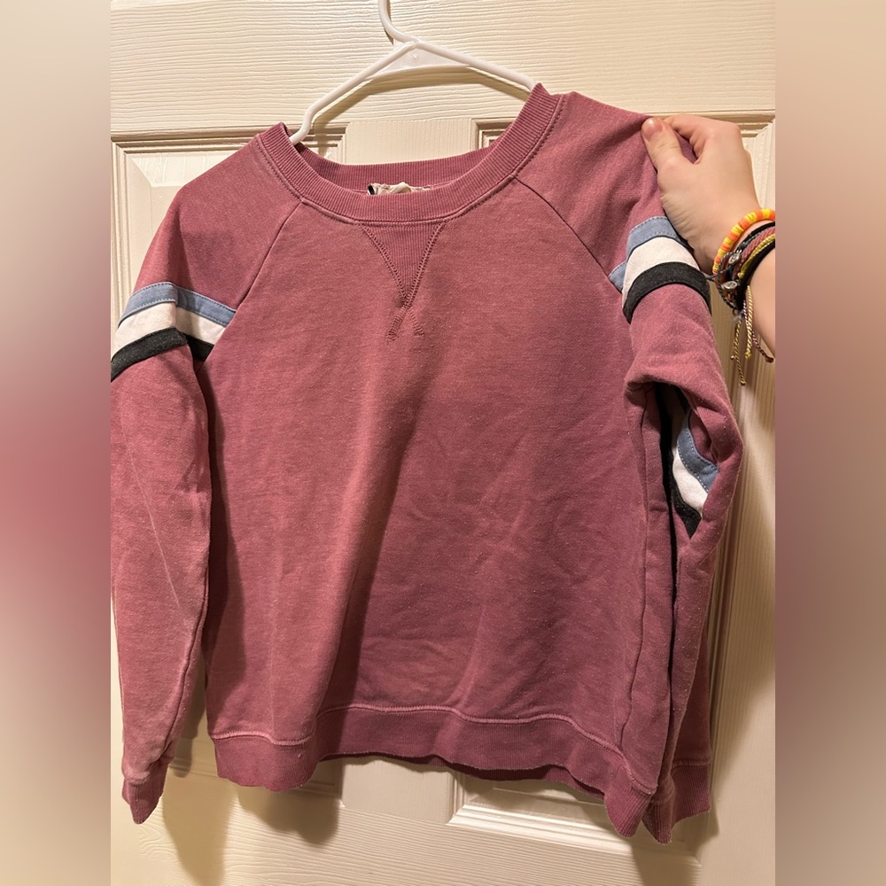 Pink Rose Pink Long Sleeve Crewneck Hoodie